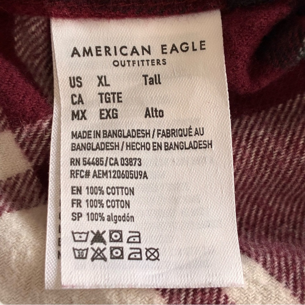 American Eagle Plaid Flannel Shirt & Graphic Tee Combo Set Grunge Burgundy Sz XL - Picture 11 of 11